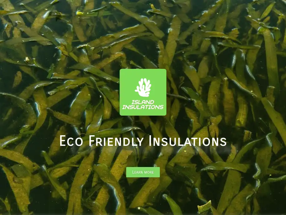 Island Insulations website showing eco-friendly seagrass building insulation concept